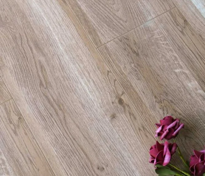 pink oak laminate flooring showing