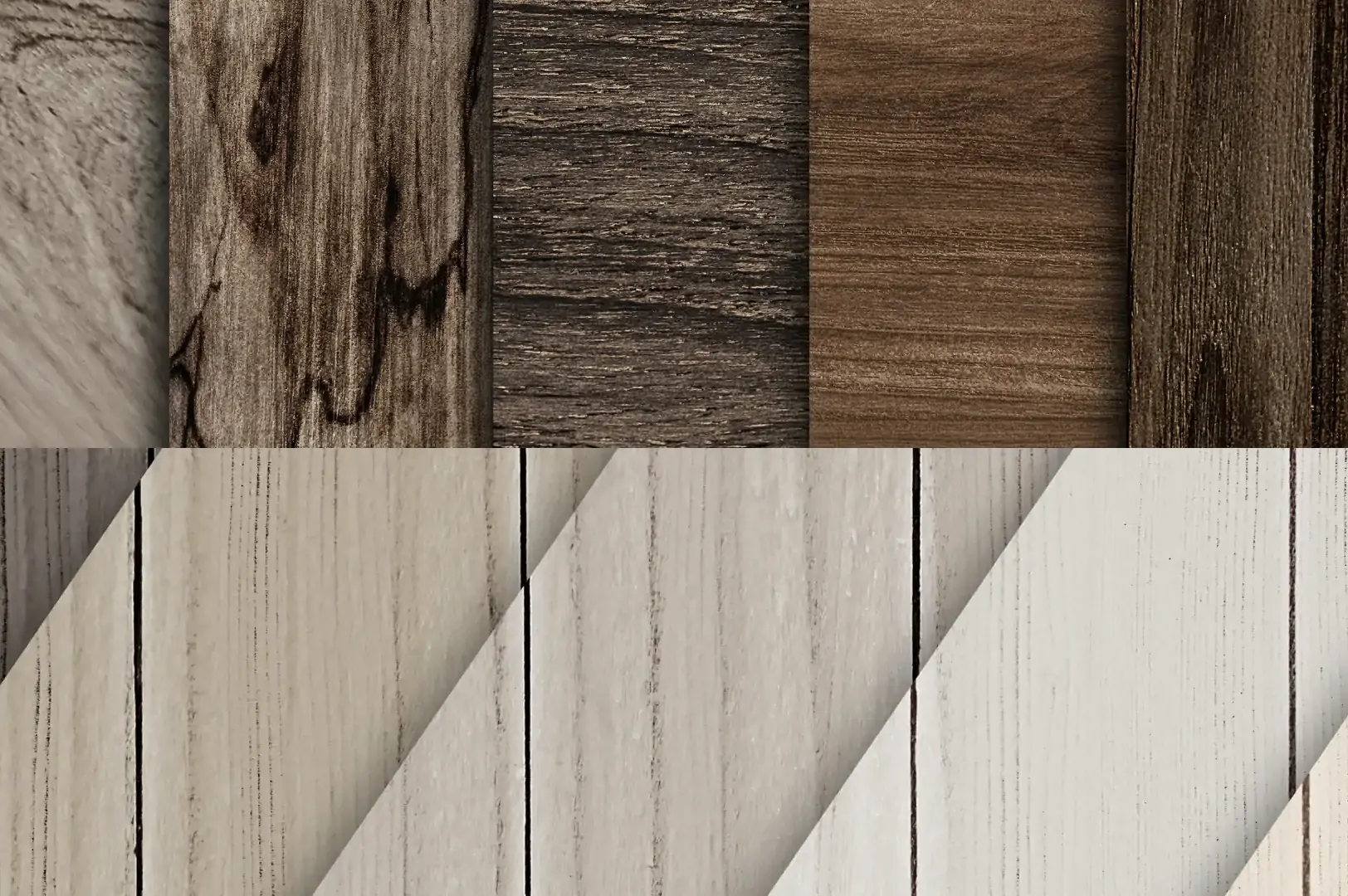A large number of wood floors with different patterns and surface finishes are available for selection