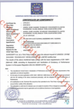 certificate of flooring