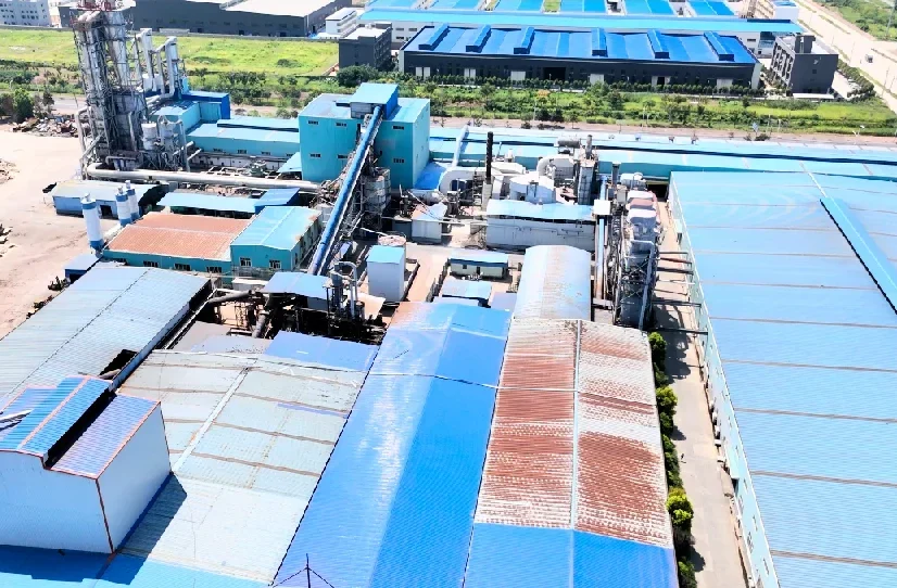 Close-up of density board production equipment